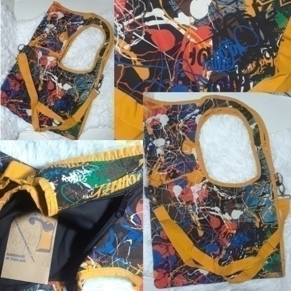 Animated Closet Graffiti Abstract Bag- Mustard